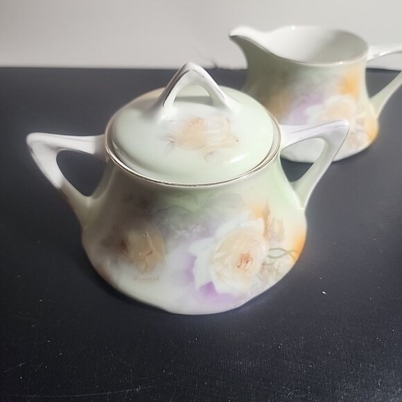 Z S & Co Bavaria Porcelain Sugar Bowl & Creamer Set Signed - Picture 3 of 14